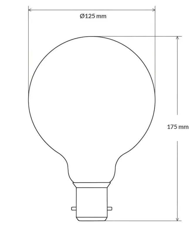 12W G125 LED Globe B22 Clear in Soft White