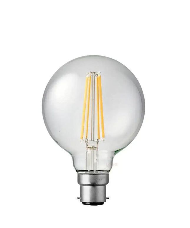 12W G95 LED Globe B22 Clear in Soft White