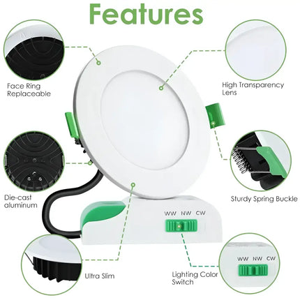 12W Tri-Colour Dimmable LED Downlight | 90mm Cut Out | Matilda - Home & Garden > Lighting > Ceiling Lights