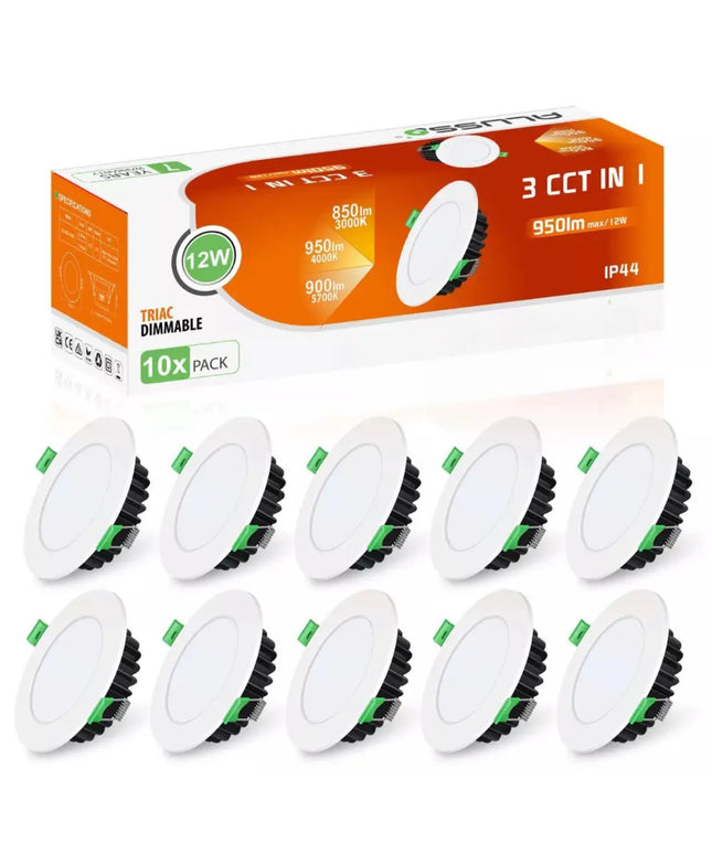 12W Tri-Colour Dimmable LED Downlight | 90mm Cut Out | Matilda Trade Pack 10 - Home & Garden > Lighting > Ceiling Lights