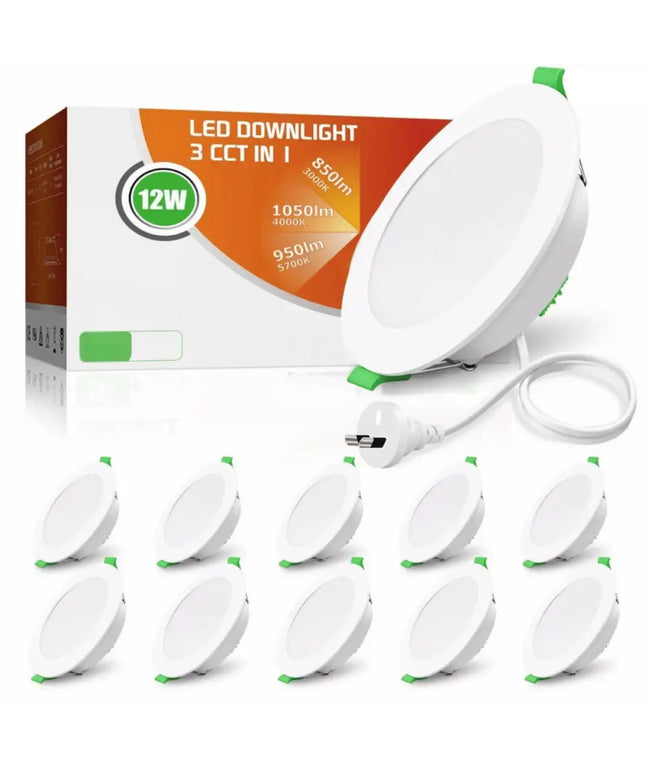 12W Tri - Colour Dimmable LED Downlight | 90mm Cut Out | Reno Sleek Trade Pack - Home & Garden > Lighting > Ceiling Lights - Alusso