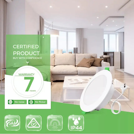 12W Tri-Colour Dimmable LED Downlight | 90mm Cut Out | Reno Sleek