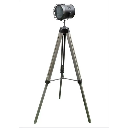 139cm Nautical Tripod Floor Lamp w Steel Grey Lamp Head Searchlight Spot Light Modern - Home & Garden > Lighting