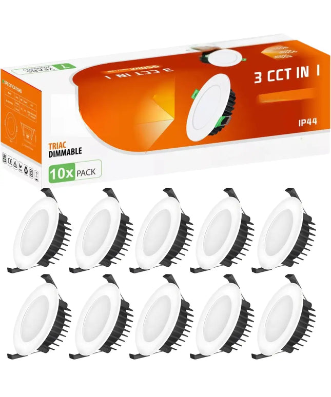13W Tri-Colour Dimmable LED Downlight | 90mm Cut Out | Kakadu 10 Pack - Home & Garden > Lighting