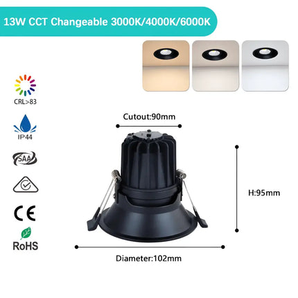 13W Tri-Colour Dimmable LED Downlight | 90mm Cut Out | Katoomba