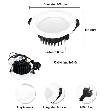 13W Tri-Colour Dimmable LED Downlight | 90mm Cut Out | Uluru
