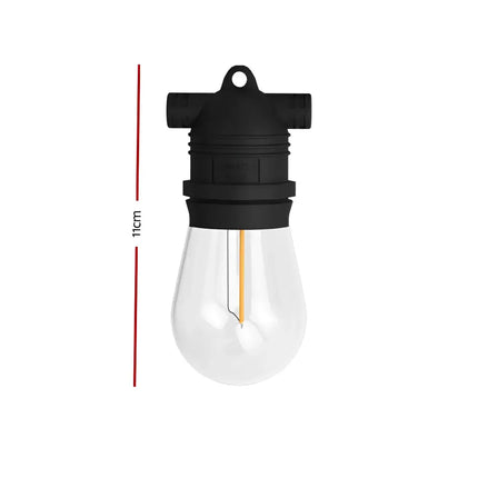 Black-capped clear lightbulb with filament for 14m Black Festoon String Lights Kit