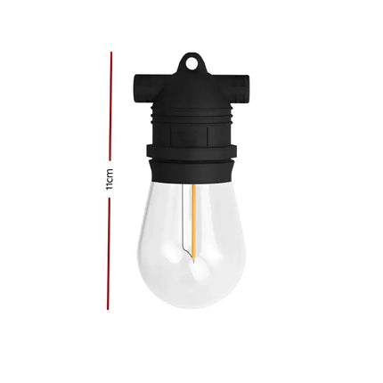 Black-capped clear lightbulb with filament for 14m Black Festoon String Lights Kit