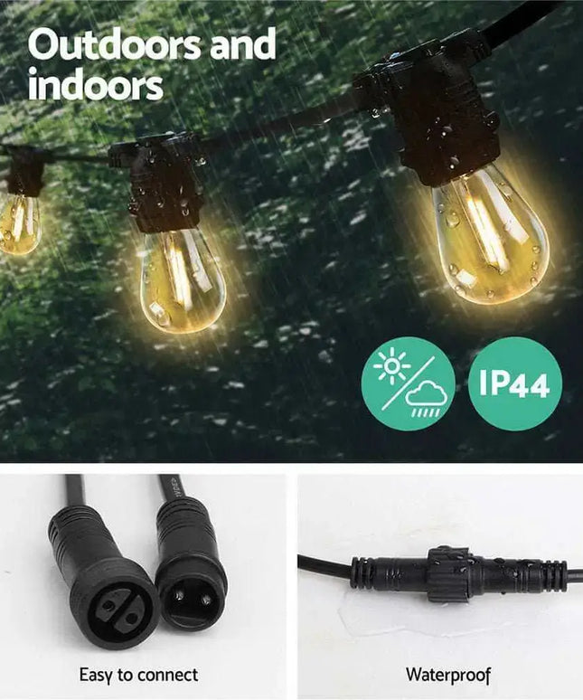 14m LED Festoon String Lights 10 Bulbs S14 Plug in Kit Dropli, Occasions > Lights, jingle-jollys-14m-led-festoon-string-lights-10-bulbs-kits-wedding-party-christmas-s14