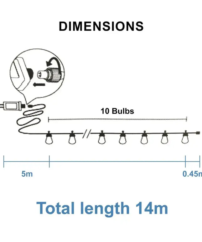 Sansai 10 Bulbs 14M LED Waterproof Festoon String Lights Kit Dropli, Home & Garden > Lighting, sansai-10-bulbs-14m-festoon-string-lights-led-waterproof-outdoor-christmas-party