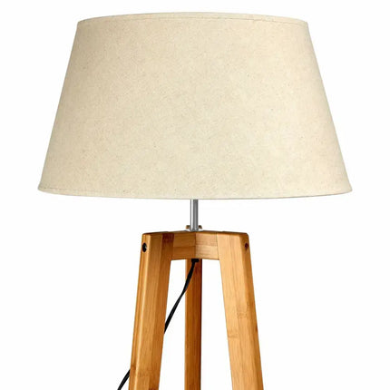 155cm Large Bamboo Wooden Tripod Floor Lamp w Beige Linen Light Shade - Home & Garden > Lighting