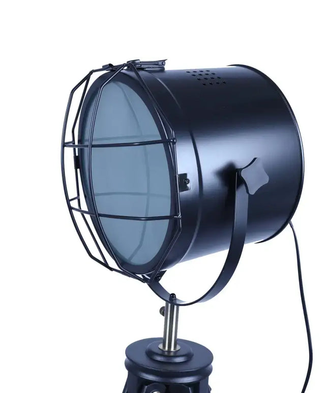 158cm Nautical Tripod Floor Lamp w Matte Black Lamp Head Searchlight Spot Light - Home & Garden > Lighting