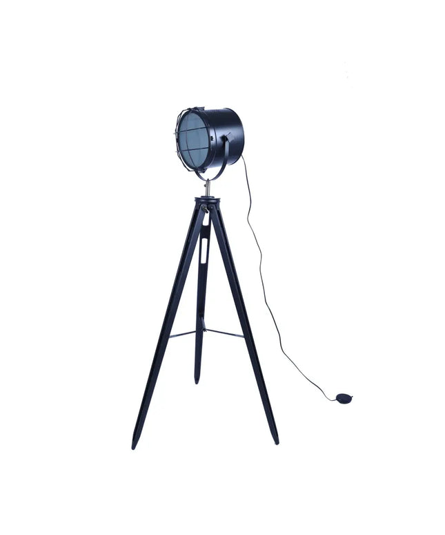 158cm Nautical Tripod Floor Lamp w Matte Black Lamp Head Searchlight Spot Light - Home & Garden > Lighting