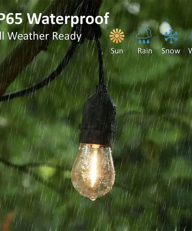 15m Black Hanging Solar Festoon String Lights with 15 Bulb Plug in Kit - Occasions > Christmas > Outdoor Decorations &