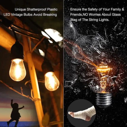 15m Black Hanging Solar Festoon String Lights with 15 Bulb Plug in Kit - Home & Garden > Lighting