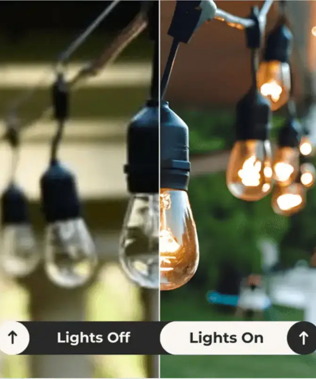 15m Black Hanging Solar Festoon String Lights with 15 Bulb Plug in Kit - Home & Garden > Lighting