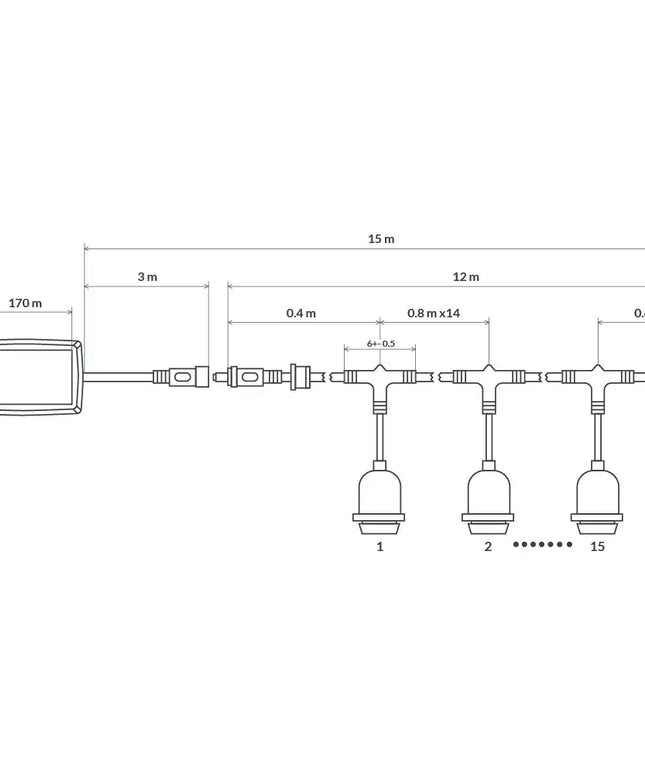 15m Solar Festoon String Lights with 15 LED Bulbs Liquidleds, Festoon String, 15m-solar-festoon-string-lights-with-15-led-bulbs-1