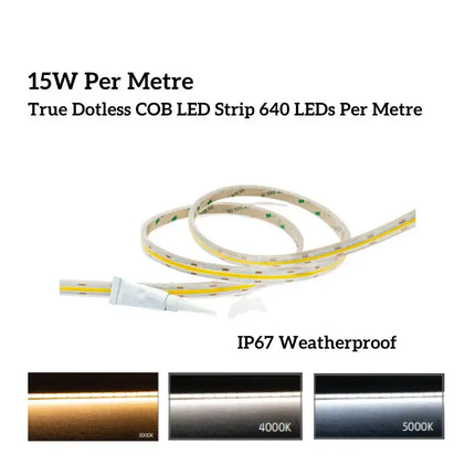 Domus PLEX-COB-15-IP67 - 15W LED Per Metre 640LED True Dotless Striplight IP67 24V - DRIVER REQUIRED - LEDSTRIP