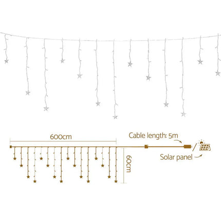 160 LED 6M Christmas Lights Icicle Light Solar Warm Jingle Jollys - Occasions > Christmas > Outdoor Decorations & Lights