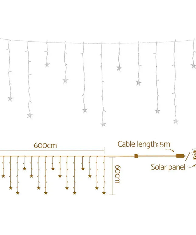 160 LED 6M Christmas Lights Icicle Light Solar Warm Jingle Jollys - Occasions > Christmas > Outdoor Decorations & Lights