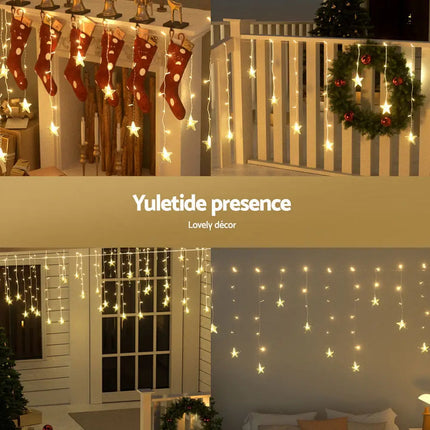 160 LED 6M Christmas Lights Icicle Light Solar Warm Jingle Jollys - Occasions > Christmas > Outdoor Decorations & Lights