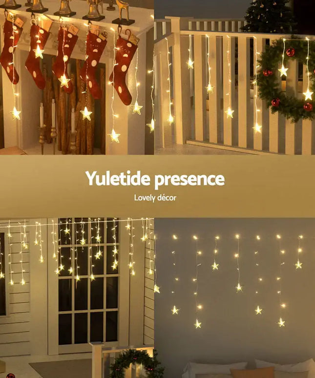 160 LED 6M Christmas Lights Icicle Light Solar Warm Jingle Jollys - Occasions > Christmas > Outdoor Decorations & Lights