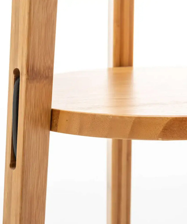 168cm Large Bamboo Wooden Tripod Floor Lamp Light Modern Linen Shade w Shelves - Home & Garden > Lighting