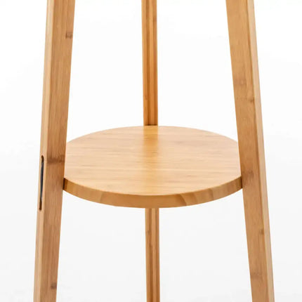 168cm Large Bamboo Wooden Tripod Floor Lamp Light Modern Linen Shade w Shelves - Home & Garden > Lighting