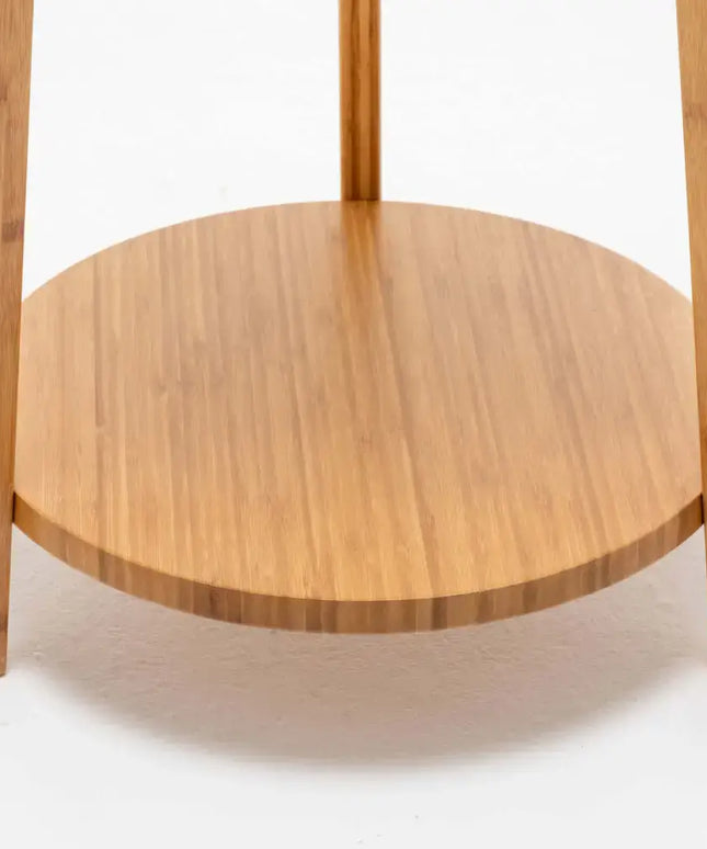 168cm Large Bamboo Wooden Tripod Floor Lamp Light Modern Linen Shade w Shelves - Home & Garden > Lighting