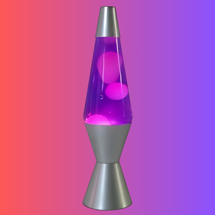 Soothing Lava Lamp in Motion – Purple wax flowing inside white liquid for a mesmerizing effect.