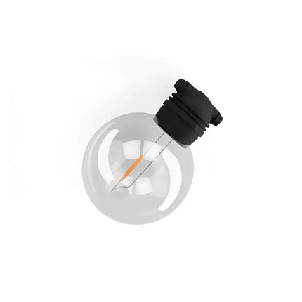 Round lightbulb with black base from 17m Black Solar Festoon String Lights kit