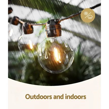 Outdoor string lights from the 17m Black Solar Festoon String Lights with 15 Bulb Plug in Kit