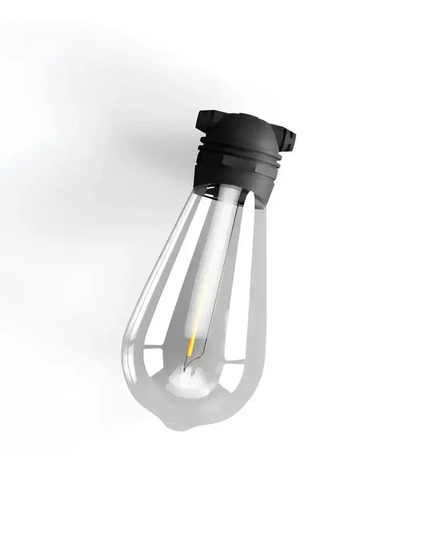 Clear glass lightbulb with black base for 17m Black Solar Festoon String Lights