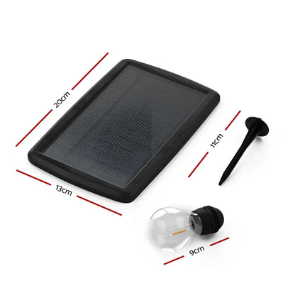 Solar panel ground stake and lightbulb for 17m Black Solar Festoon String Lights kit