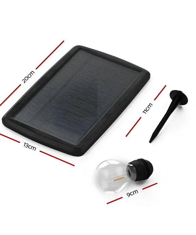 Solar panel ground stake and lightbulb for 17m Black Solar Festoon String Lights kit