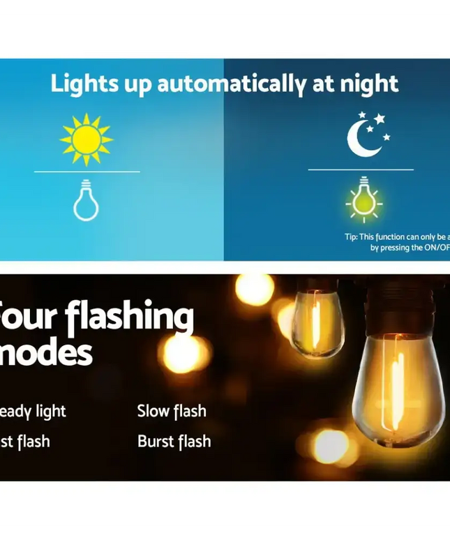 17m Solar Festoon String Lights Waterproof Outdoor Kit Dropli, Occasions > Lights, jingle-jollys-17m-festoon-string-lights-solar-wedding-party-waterproof-outdoor