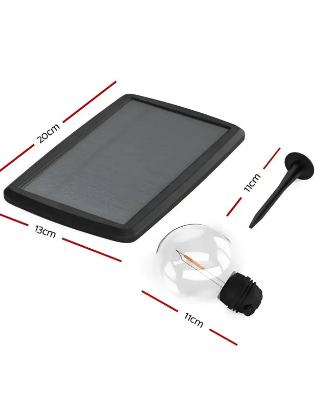 Solar-powered garden light components of 17m Black Solar Festoon String Lights with 15 Bulb Plug in Kit