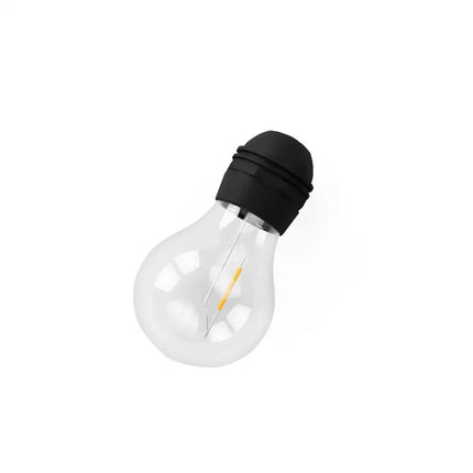 Clear lightbulb with black base from the 17m Black Solar Festoon String Lights Kit