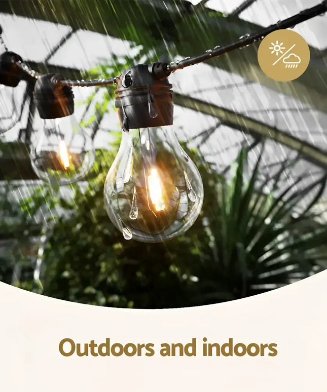 Waterproof black solar festoon string lights with 15 bulbs for outdoor decorative use