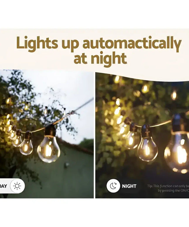 String of 17m black solar festoon lights with 15 bulbs and plug-in kit for outdoor use