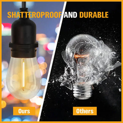 18m Black Solar Festoon String Lights with 15 Bulb Plug in Kit - Home & Garden > Lighting