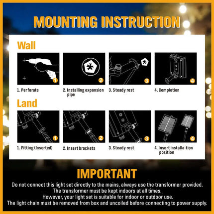 18m Black Solar Festoon String Lights with 15 Bulb Plug in Kit - Home & Garden > Lighting