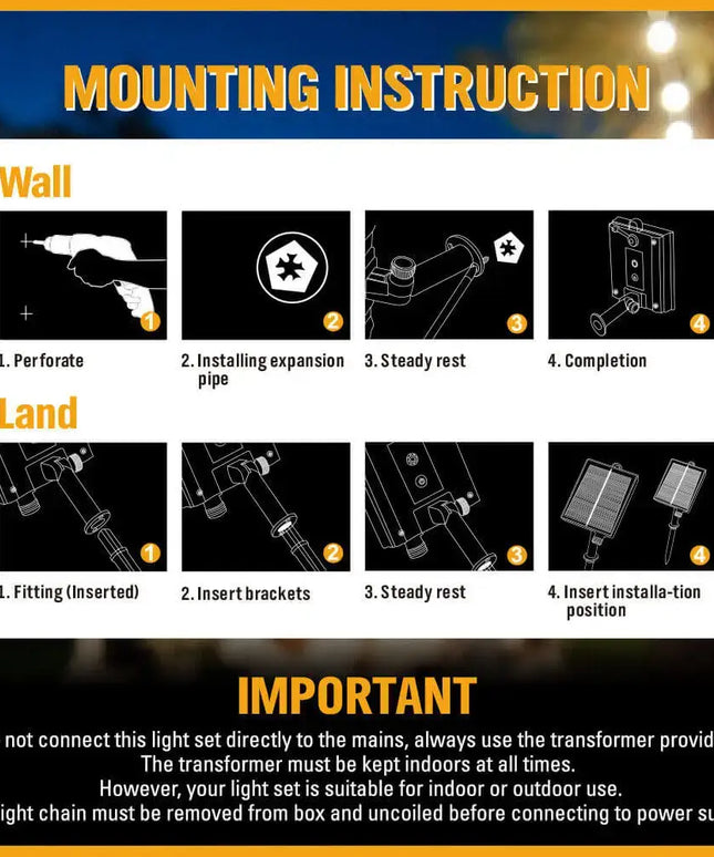 18m Black Solar Festoon String Lights with 15 Bulb Plug in Kit - Home & Garden > Lighting