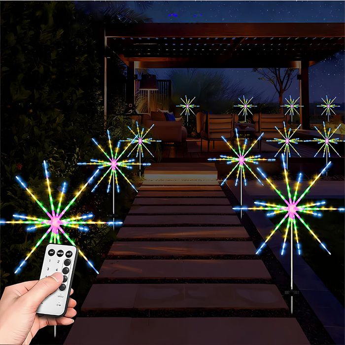 Solar Fireworks Starburst Light with Remote Control, 8 Modes Path Lights