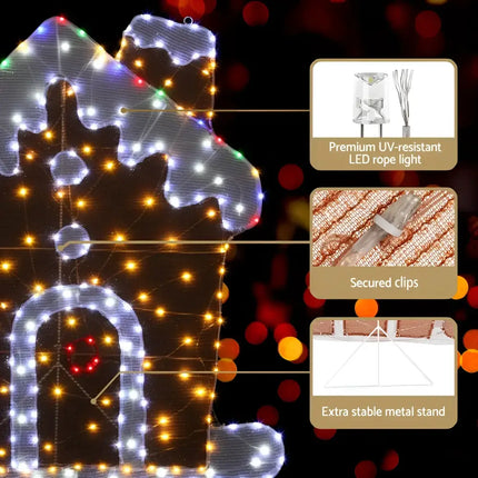 Illuminated gingerbread house decoration for Christmas with 1M LED fairy lights