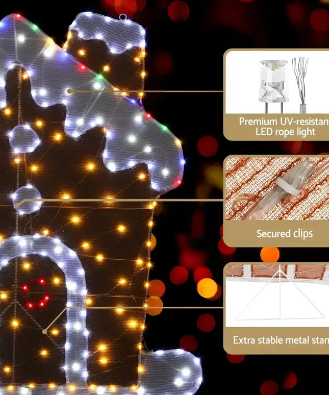 Illuminated gingerbread house decoration for Christmas with 1M LED fairy lights