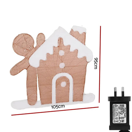 Gingerbread house and man light decoration illuminated with 1M LED Christmas Fairy Light