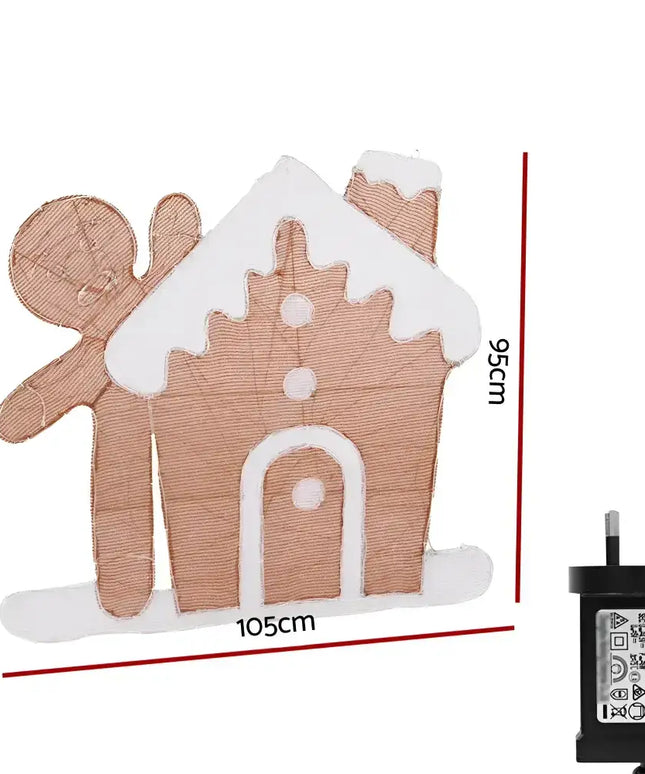Gingerbread house and man light decoration illuminated with 1M LED Christmas Fairy Light