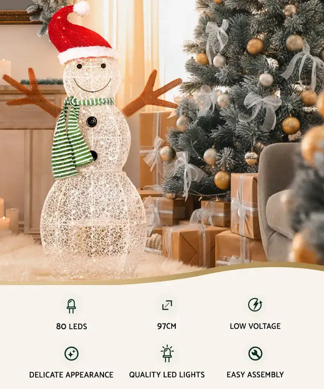 1M Snowman 80 LED Christmas Lights Figure - Occasions > Christmas > Outdoor Decorations & Lights