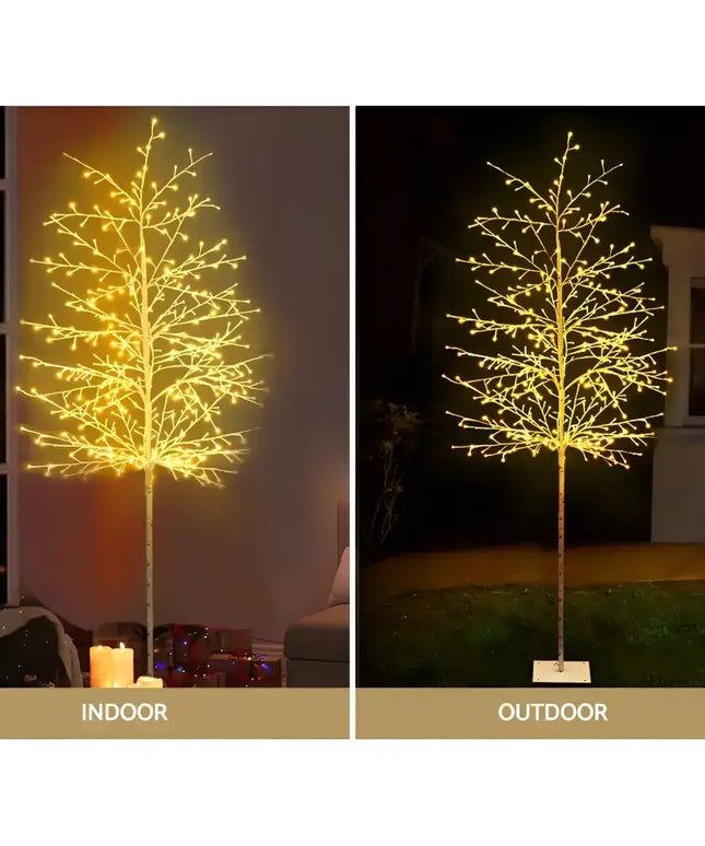 Illuminated decorative Christmas tree with warm white LED lights for festive decor